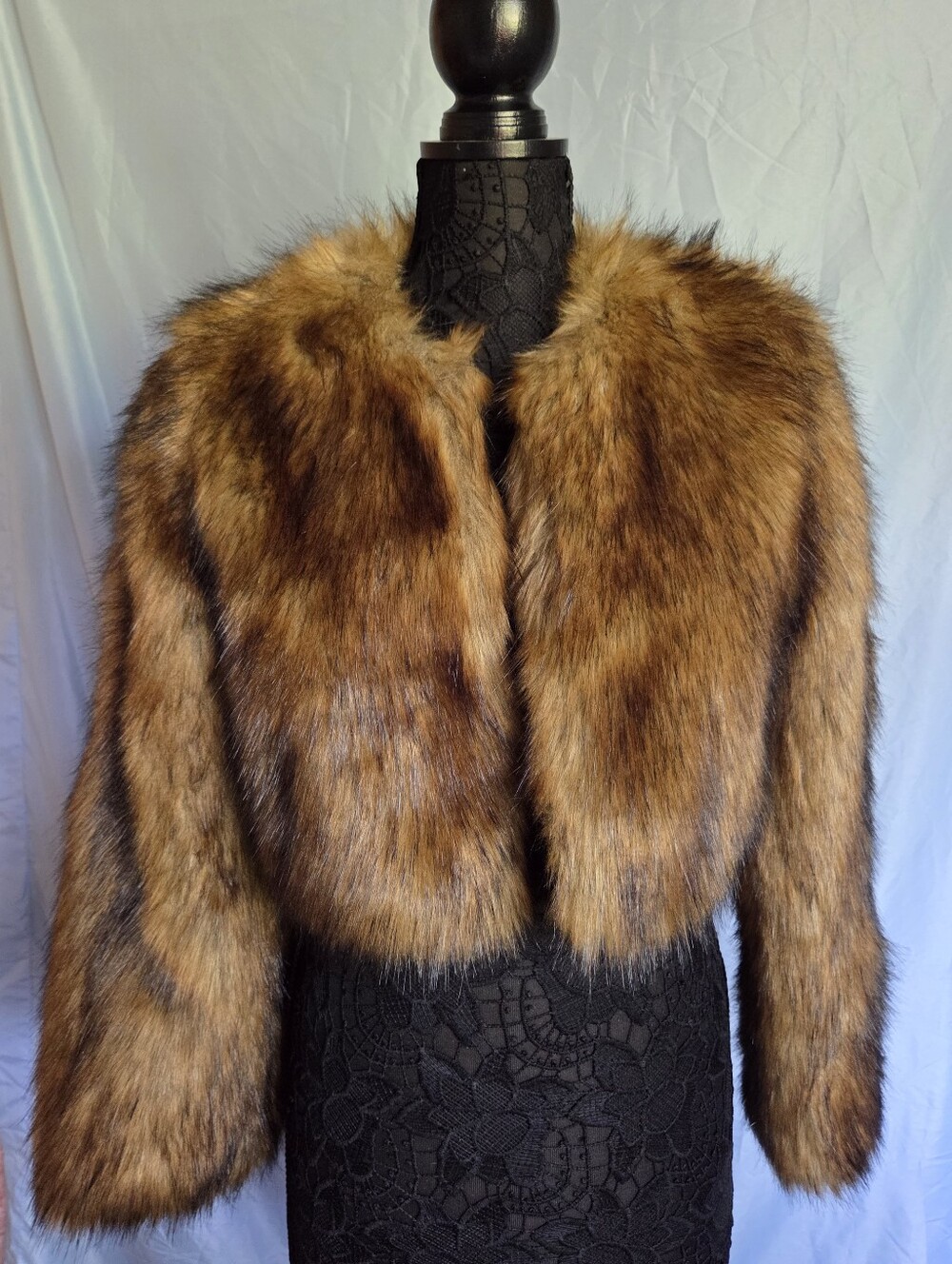 Topshop Natural Brown Multi-Tone Faux Fur Cropped Shrug Jacket – Size US 6 NWT
